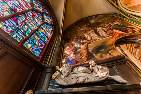 PARIS, FRANCE, SEPTEMBER 07, 2016: interiors and details of Saint-Gervais church, september 07, 2016, in Paris, Franceのeditorial素材