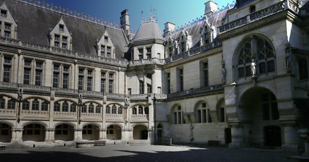 PIERREFONDS, FRANCE, AUGUST 13, 2016: exteriors and architectural details of chateau de Pierrefonds, august 15, 2016 in Pierrefonds, Oise, Franceのeditorial素材