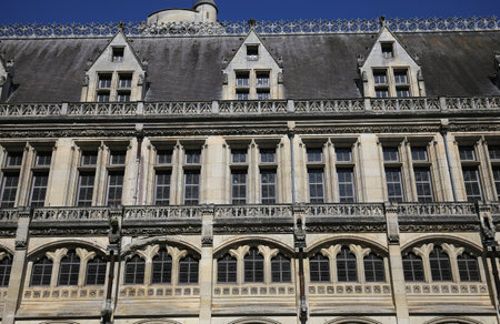 PIERREFONDS, FRANCE, AUGUST 13, 2016: exteriors and architectural details of chateau de Pierrefonds, august 15, 2016 in Pierrefonds, Oise, Franceのeditorial素材