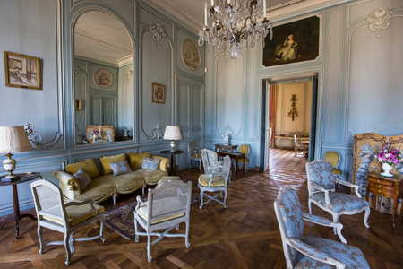 LA MOTTE TILLY, FRANCE, AUGUST 07, 2016 : interiors and details of La Motte Tilly castle, august 07, 2016 in La Motte Tilly, Aube, Franceのeditorial素材