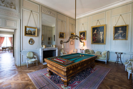 LA MOTTE TILLY, FRANCE, AUGUST 07, 2016 : interiors and details of La Motte Tilly castle, august 07, 2016 in La Motte Tilly, Aube, Franceのeditorial素材