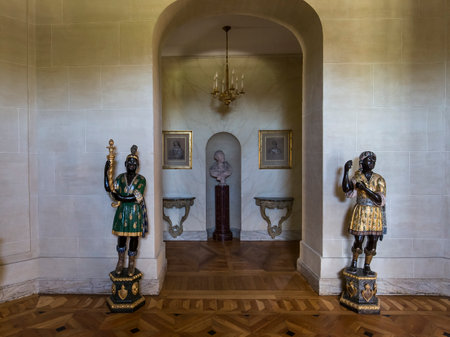 LA MOTTE TILLY, FRANCE, AUGUST 07, 2016 : interiors and details of La Motte Tilly castle, august 07, 2016 in La Motte Tilly, Aube, Franceのeditorial素材
