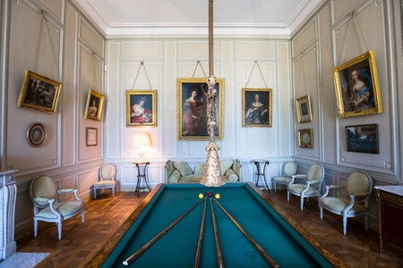 LA MOTTE TILLY, FRANCE, AUGUST 07, 2016 : interiors and details of La Motte Tilly castle, august 07, 2016 in La Motte Tilly, Aube, Franceのeditorial素材