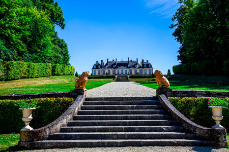 LA MOTTE TILLY, FRANCE, AUGUST 07, 2016: exteriors and gardens of La Motte Tilly castle, august 07, 2016 in La Motte Tilly, Aube, Franceのeditorial素材