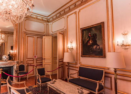 PARIS, FRANCE, SEPTEMBER 21, 2019: interiors and decors of embassy of Austria, september 21, 2019, in Paris, Franceのeditorial素材