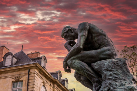 PARIS, FRANCE, APRIL 23, 2017: exteriors, sculptures and gardens of the Rodin museum, april 23, 2017, in Paris, Franceのeditorial素材