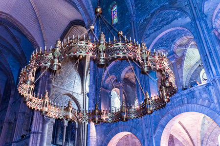 REIMS, FRANCE, SEPTEMBER 14, 2015: Interiors and architectural details of Saint-Remi basilica, september 14, 2015, in Reims, Champagne, France.のeditorial素材