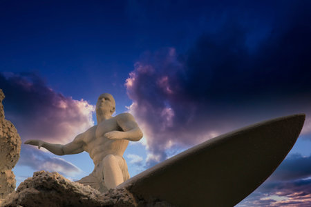 statue of a surfer in Cocoa beach, florida, usaのeditorial素材