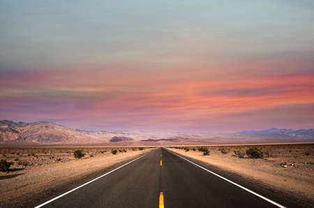 road lines in death valley desert, california, usaの写真素材