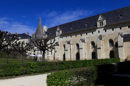 FONTEVRAUD, FRANCE APRIL 4, 2012: architectural details of Fontevraud Abbey, built between 1110 and 1119 in Loire valleyのeditorial素材