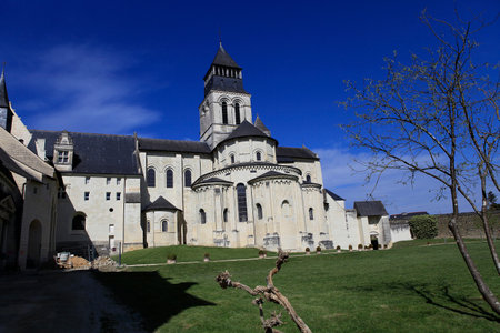 FONTEVRAUD, FRANCE APRIL 4, 2012: architectural details of Fontevraud Abbey, built between 1110 and 1119 in Loire valleyのeditorial素材