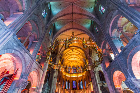 REIMS, FRANCE, SEPTEMBER 14, 2015: Interiors and architectural details of Saint-Remi basilica, september 14, 2015, in Reims, Champagne, France.のeditorial素材