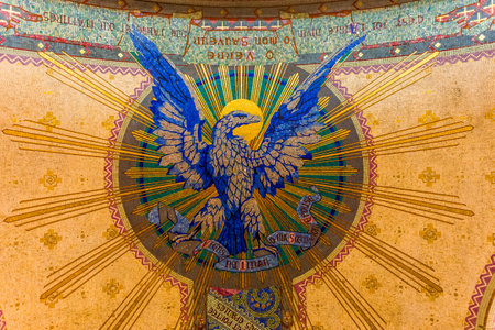 LISIEUX, FRANCE, MARCH 03, 2014: Interiors and architectural details of Sainte-Therese basilica, March 03, 2014 in Lisieux, Normandy, Franceのeditorial素材