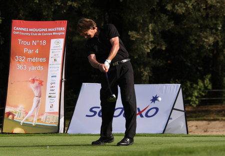 cannes mougins, france october 09, 2010, senior golfer on golf courseのeditorial素材