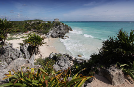 coastline in Tulum, yucatan, mexicoのeditorial素材