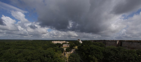 UXMAL, YUCATAN, MEXICO, DECEMBER 12, 2011: ruins of Maya temple in Uxmal, yucatan, Mexico, december 12, 2011のeditorial素材
