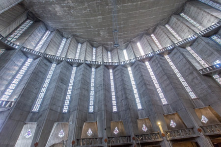 ROYAN, FRANCE, SEPTEMBER, 11, 2021 : interiors decor of our lady church, september 11, 2021, in Royan, Franceのeditorial素材