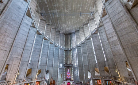 ROYAN, FRANCE, SEPTEMBER, 11, 2021 : interiors decor of our lady church, september 11, 2021, in Royan, Franceのeditorial素材