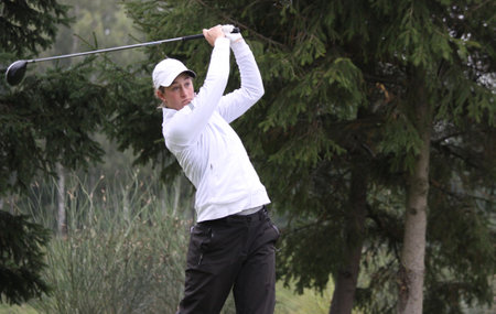 Paris, france, september 10, 2010: lady golfer in action at the French open 2010のeditorial素材