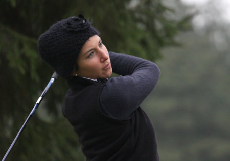Paris, france, september 10, 2010: lady golfer in action at the French open 2010のeditorial素材