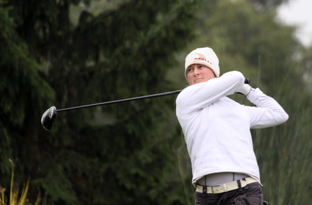 Paris, france, september 10, 2010: lady golfer in action at the French open 2010のeditorial素材