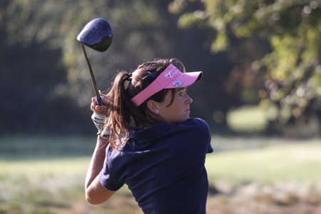 Paris, france, september 10, 2010: lady golfer in action at the French open 2010のeditorial素材