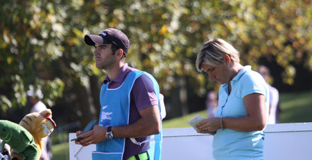 Paris, france, september 10, 2010: lady golfer in action at the French open 2010のeditorial素材