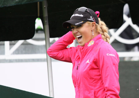 Evian, france, july 22, 2011: lady golfer Natalie Gulbis in action at the Evian masters 2011のeditorial素材