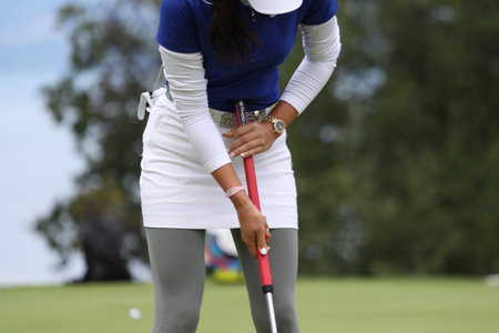 Evian, france, july 22, 2011: lady golfer Michelle Wie in action at the Evian masters 2011のeditorial素材