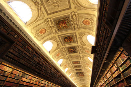 PARIS, FRANCE, SEPEMBER 17, 2011: interiors architectural details of the Luxembourg palace, home of the french senateのeditorial素材