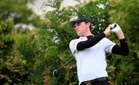 Paris, france, june 18, 2012: golfer in action at the French open 2012のeditorial素材
