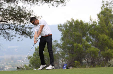PONT ROYAL, FRANCE, OCTOBER 20, 2013: golfer Mike Lorenzo Vera in action at the Masters 13 open 2013のeditorial素材
