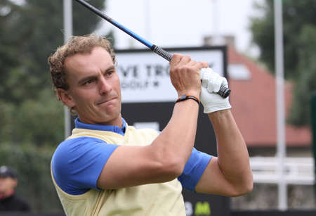 SAINT NOM LA BRETECHE, FRANCE, OCTOBER 6, 2013: golfer Joost Luiten in action at the Sevriano Ballesteros trophy 2013のeditorial素材