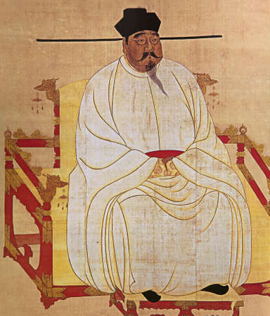 portrait of Kubilai Khan painting on silk, anonymous aryistのeditorial素材