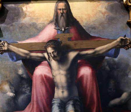 SIENA, ITALY, JUNE 14, 2016: interiors and architectural decors of the pinacoteca nazionale of Siena, Tuscanyのeditorial素材