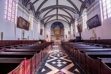 RUE VILLAGE, SOMME, FRANCE, MARCH 03, 2022 : interiors and decors of the Chapel of the Holy Spirit in Rue village, Somme, Franceのeditorial素材