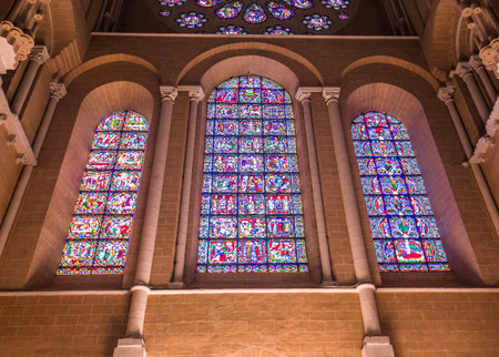 CHARTRES, FRANCE, MARCH 27, 2022: interiors and architectural decors of Cathedral of Our Lady of Chartresのeditorial素材