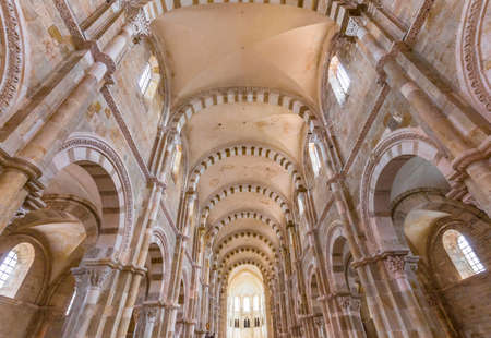VEZELAY, FRANCE, APRIL 13, 2022: interiors and architectural details of Saint Mary Magadalene abbeyのeditorial素材