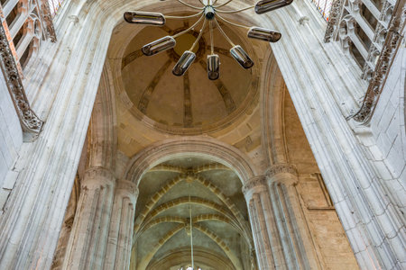 LES ANDELYS, FRANCE, APRIL 23, 2022: interiors and architectural details of Our Lady collegiate churchのeditorial素材