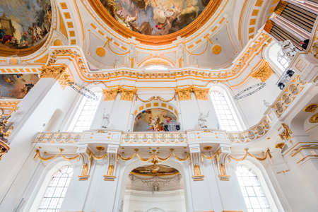 WIBLINGEN, BAVARIA, GERMANY, JUNE 08, 2022: Rococo and baroque decors in Wiblingen abbey, near Ulm city, by various anonymous artists, 18th centuryのeditorial素材