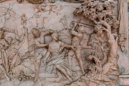 SALEM, BAVARIA, GERMANY, JUNE 07, 2022: Marble baroque statues, by various anonymous artists, 18th century, in Salem abbey church, near Konstanz lakeのeditorial素材