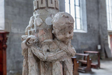SALEM, BAVARIA, GERMANY, JUNE 07, 2022: Marble baroque statues, by various anonymous artists, 18th century, in Salem abbey church, near Konstanz lakeのeditorial素材