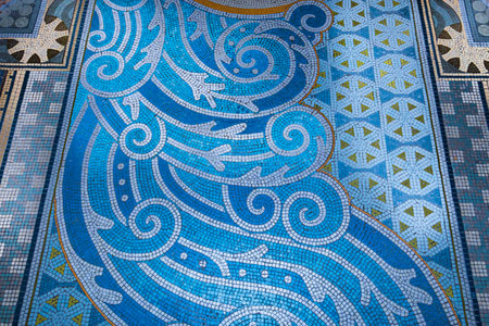 BRIARE, LOIRET, FRANCE, MAY 06, 2022: Pavement mosaic details on ground floor of Saint Etienne churchのeditorial素材