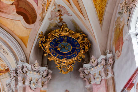 BIRNAU, BAVARIA, GERMANY, JUNE 07, 2022: Rococo and baroque decors in Birnau basilica, on Konstanz lake, by Gottfried Bernhard Gotz and Joseph Anton Feuchtmayer , 18th centuryのeditorial素材