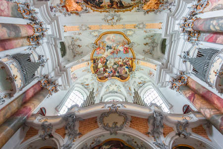 OTTOBEUREN, BAVARIA, GERMANY, MAY 29, 2022: interiors, frescoes and architectural decors of Ottobeuren abbey basilicaのeditorial素材