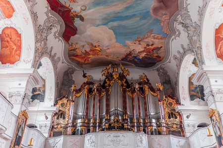 LINDAU, BAVARIA, GERMANY, JUNE 05, 2022: Rococo and baroque decors in Lindau abbey, church of our lady virgin maryのeditorial素材