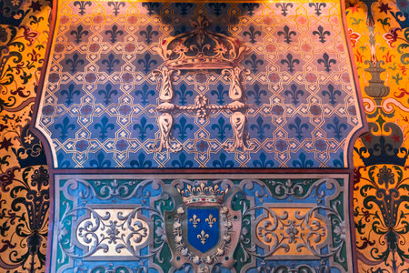 BLOIS, FRANCE, APRIL 18, 2023 , interiors and architectural decors in royal castle of Blois, Loire valleyのeditorial素材