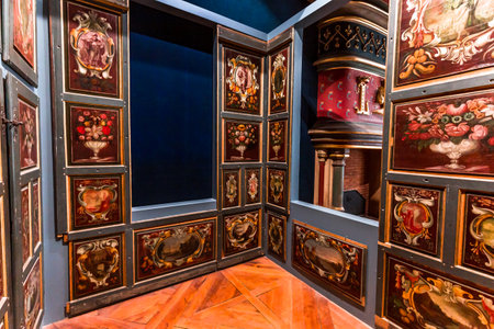 BLOIS, FRANCE, APRIL 18, 2023 , interiors and architectural decors in royal castle of Blois, Loire valleyのeditorial素材