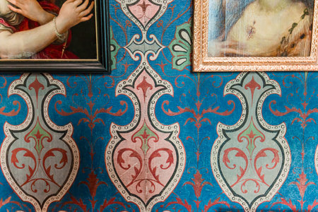 BLOIS, FRANCE, APRIL 18, 2023 , mural frescoes decors in royal castle of Blois, Loire valleyのeditorial素材