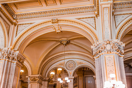 VIENNA, AUSTRIA, MAY 25, 2023: interiors, frescoes and architectural details of theVienna state opera.のeditorial素材